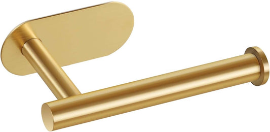 Toilet Paper Holder,Gold,Wall Mount, Upgraded Adhesive Toilet Roll Holder,no Drilling,Bathroom/Rv/Washroom,SUS 304 Stainless Steel,Rustproof (Gold, 1 Piece)