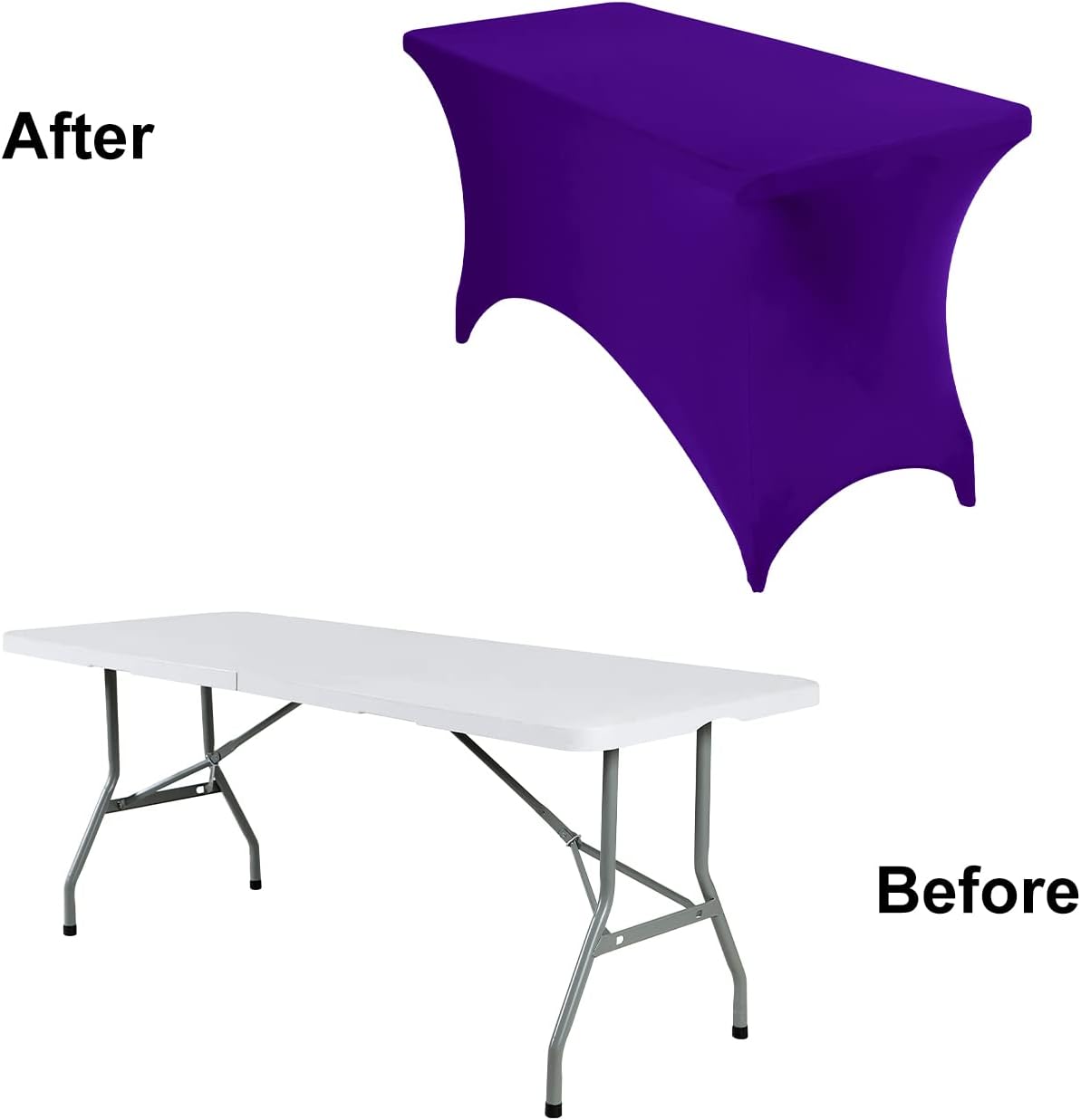 4Pack Spandex Waterproof Table Covers 4ft，Spandex 4ft Waterproof Table Cover for Party,Wedding, Banquet, and Events(Purple)