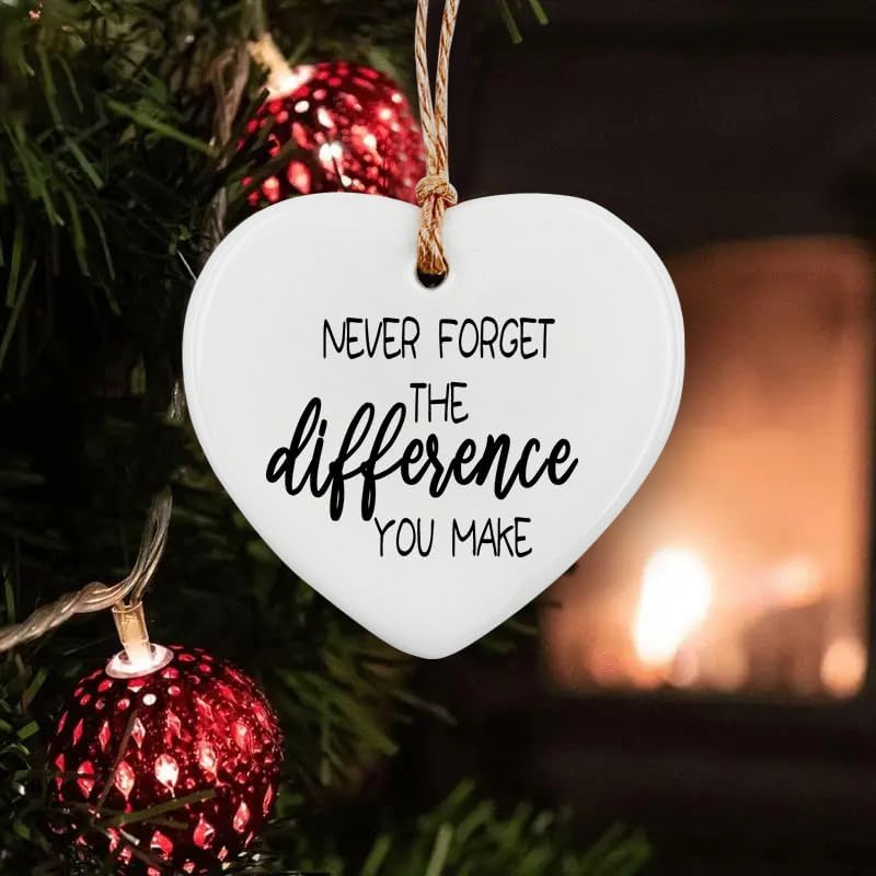 Thank You Gifts for Women Men - Never Forget The Difference You Make Ceramic Ornament Keepsake Appreciation, Retirement Gifts for Women Men, Farewell, Goodbye, Leaving Ideas for Coworker, Boss