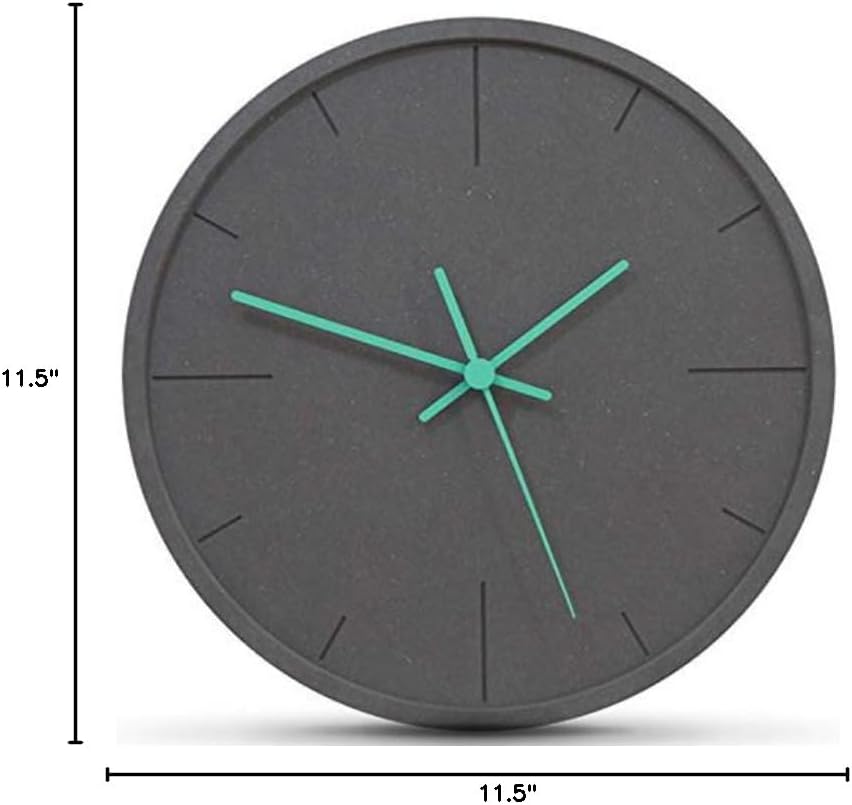 Stephanie Imports Modern Minimalist Dark Concrete Silent Wall Clock (Teal Hands)