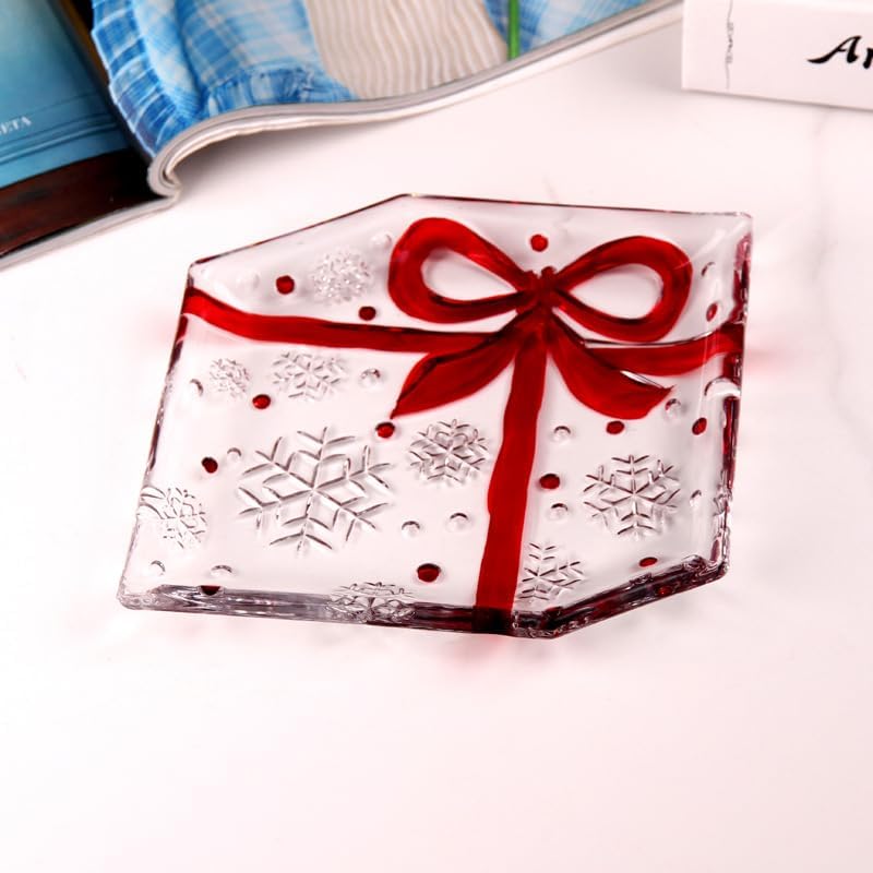 Decorative Crystal Candy Bowls Dish Glass Gift Plate, Decorative Crystal Rectangular Bowls for Home Decor, Centerpiece for Candy, Snack, Cake, Sushi