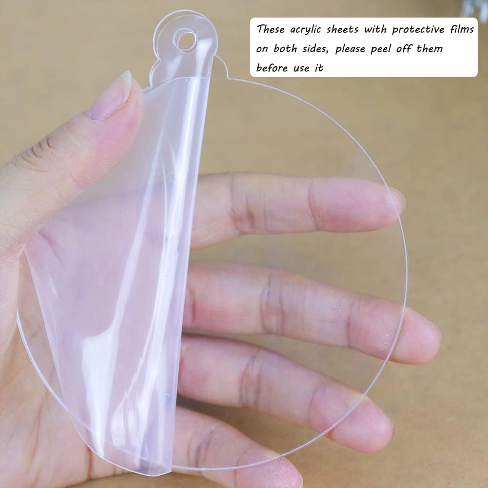 20Pcs 4 Inch Clear Acrylic Christmas Ornaments - DIY Craft Hanging Ornaments for Christmas Tree Decoration