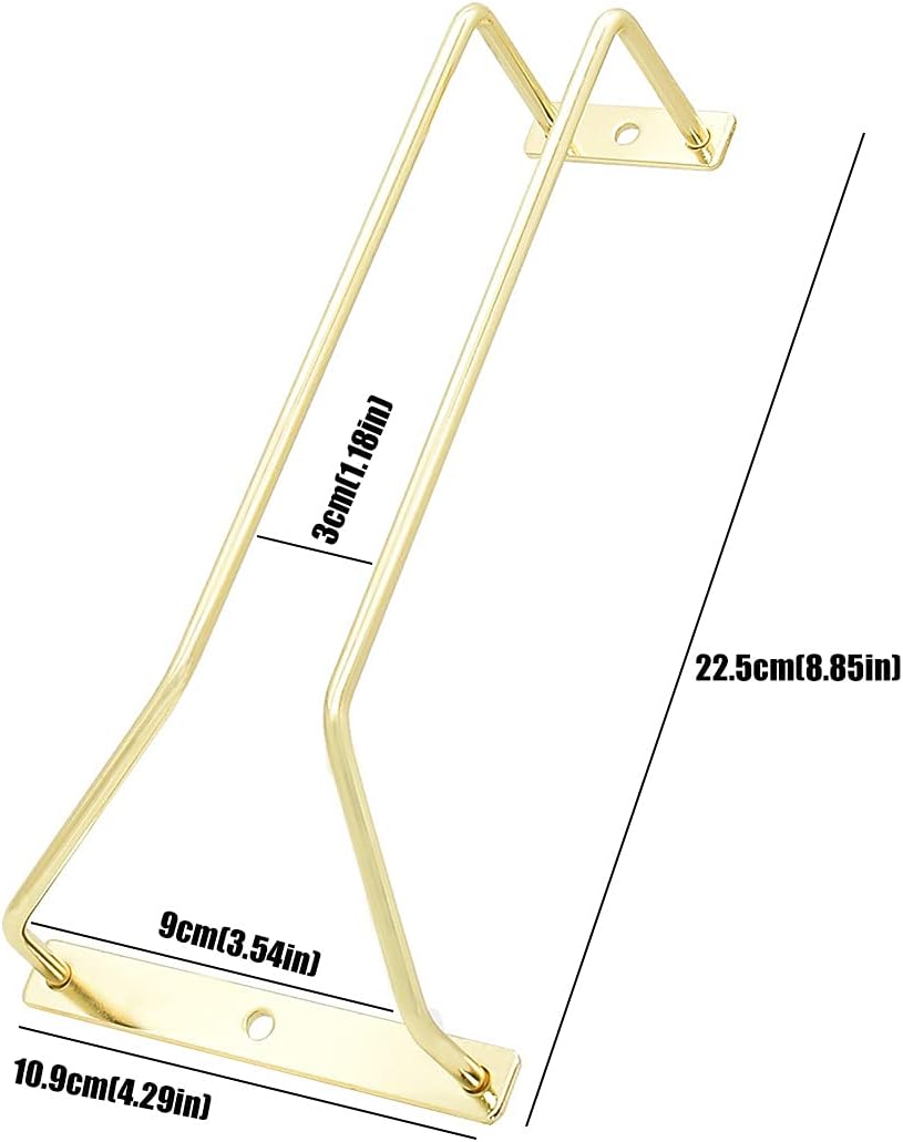 8.8-Inch Gold Wine Glass Rack, Under Cabinet Wine Glass Holder Stainless Steel Stemware Rack - Hanging Stemware Holder for Cabinet Kitchen Bar, Set of 3