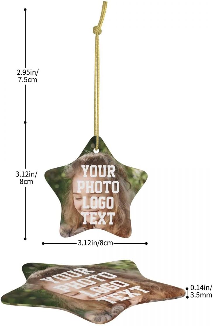 Custom Unique Photo Christmas Ornaments Personalized Family Xmas Tree Ornament with Your Picture and Text 2022 Pentagram Ornament, Decoration Gift (Pentagram)