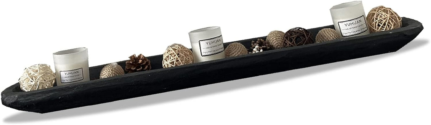 Wooden Dough Bowl Decor, Vintage Wooden Bowl Hand Carved Home Decor for Dining Table Center, Living Room, Kitchen Decor. (30inch black)