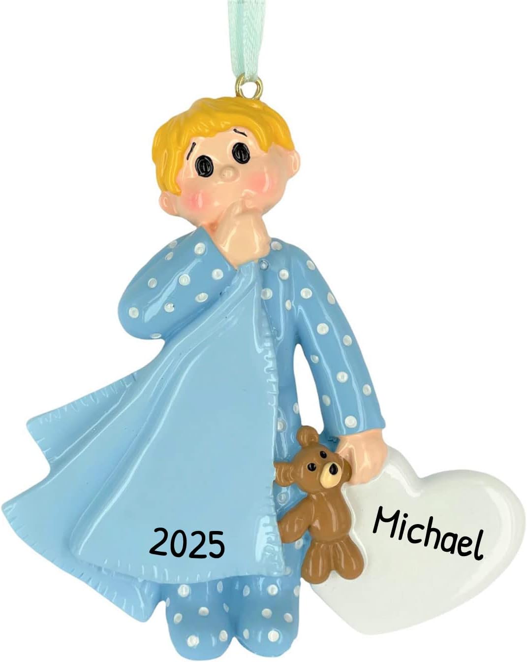Personalized 2nd Christmas Boy Tree Ornament 2024 - Baby Child Hold Heart Second - Free Customization
