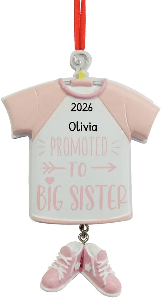 Personalized Sibling Christmas Ornaments 2024 - Sister Ornaments Promoted to Big Sister Ornament Custom Ornament New Big Sister Family Ornaments Children Ornaments Sibling Ornaments for Christmas Tree
