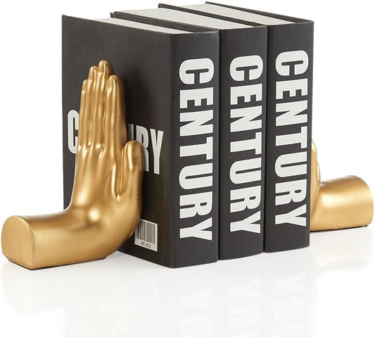 Danya B. Contemporary Accent Book Shelf Decor - Hands Sculpture Bookend Set of 2 (Gold)