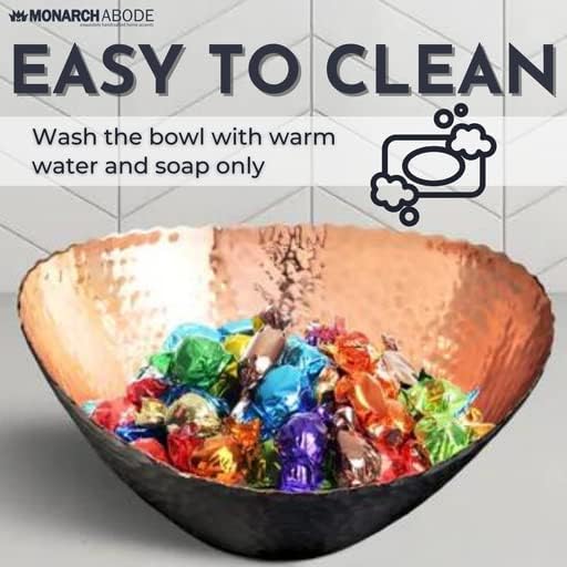 Monarch Abode Hand Hammered Decorative Bowl for Home Decor, 7.5-Inch Black and Copper Plated – Key Bowl for Entryway Table, Catch All, Decorative Fruit Basin, Key Holder, Bowls for Home Decor