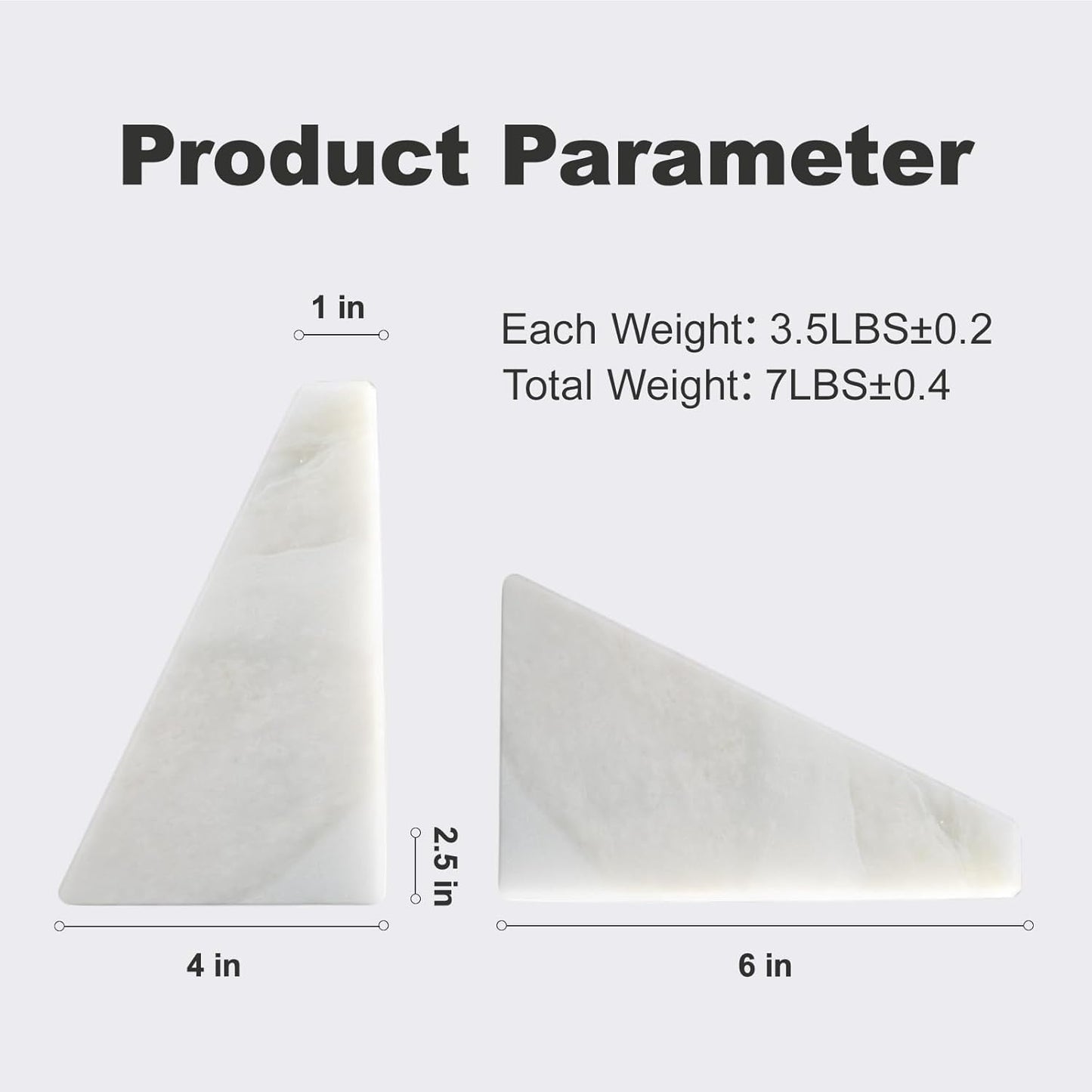 Marble Book Ends, Non-Skid Bookends for Shelves, Composite Bookend with Natural Marble, Heavy Duty Book Stopper, Collected CDs and Oversized Books Organizer, Gold & Black Decorative Bookends