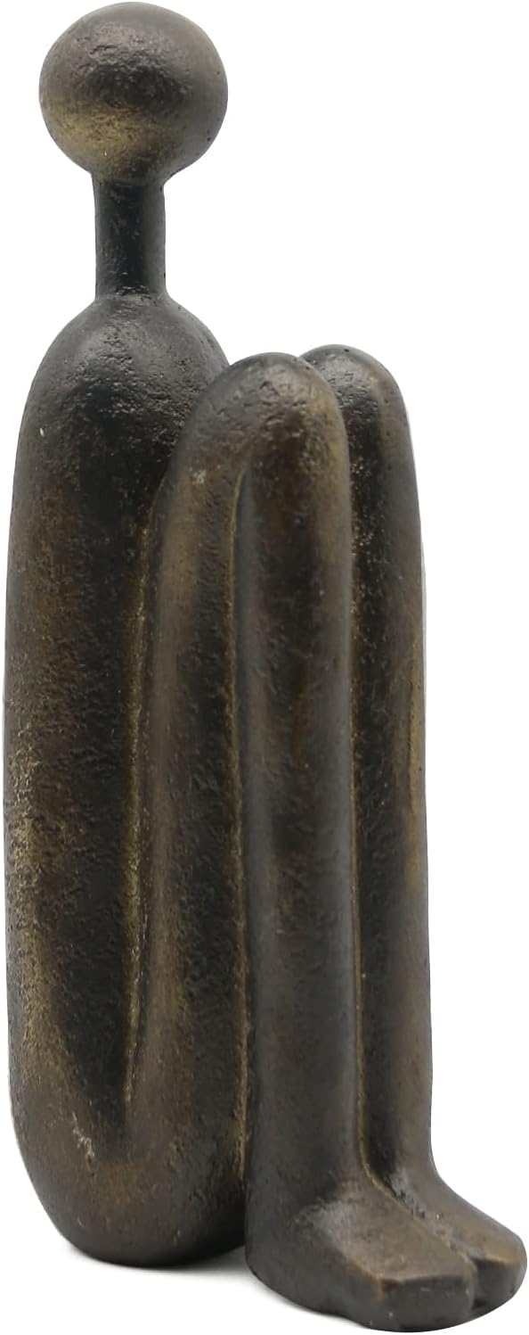 Lukitas Thinker Decorative Bookends, Non-Slip Book Holder, Book Ends for Shelves Living Room Office Home Decor, Resin, 1Pair/2Piece 9''