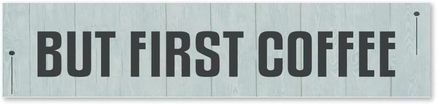 Generic Funny Wood Sign But First Coffee Rustic Wooden Hanging Sign Home Farmhouse Kitchen Wall Decoration 16 x 4 Inch