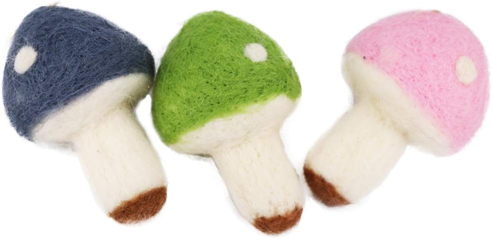 B&D Handmade Wool Crafts Art Set, Colorful Mushroom Garland- Winter and Easter Spring Multi Themed Home Decorations