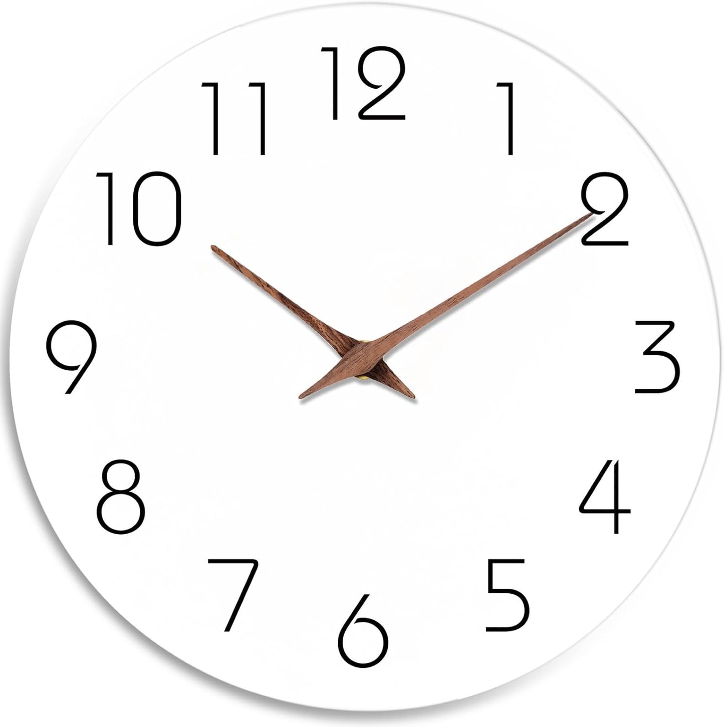 Mosewa Wall Clock Battery Operated 8 Inch White Silent Non Ticking Simple Minimalist Wooden Decorative for Kitchen Bathroom Bedroom Living Room Office