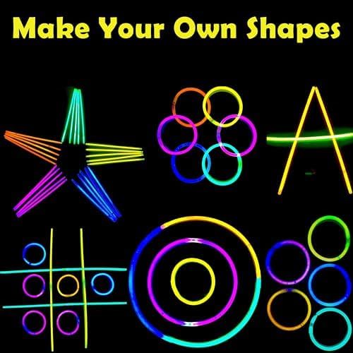 GiftExpress Glow Sticks 150Pk - 8" Assorted Neon Color Glow In The Dark Glowsticks - Bulk Light Up Party Accessories to Make Necklaces, Bracelets, Decorations for Party Favor - Bright