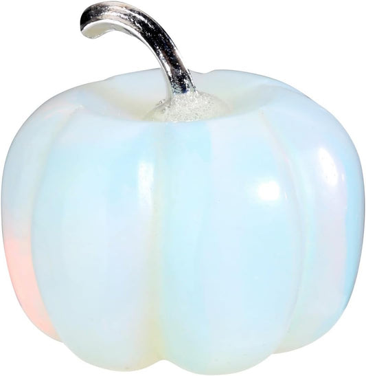 Jovivi Opalite Crystal Pumpkin Figurine, 1.2" Mini Carved Gemstone Pumpkin Statue Decor Healing Stones Decorative Ornaments for Fall Harvest Thanksgiving Halloween Decorations Home Decor