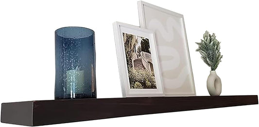 Joel's Antiques 42 Inch Wooden Floating Shelves for Wall - 42x12x2 in - Made of Natural Wood - Long Heavy Duty Rustic Wall Shelves for Bedroom - Perfect for Living Room, Kitchen - Black
