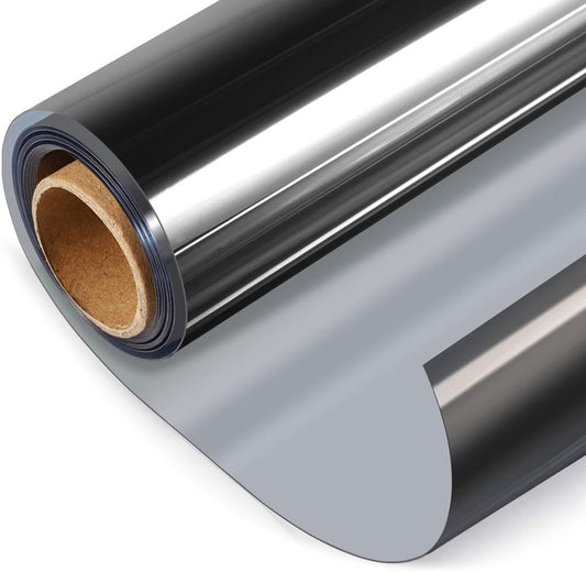 HIDBEA One Way Window Film, Daytime Privacy Sun Blocking Reflective Window Film No Glue Static Cling Heat Control Window Tinting Film for Home and Office, Black Silver, 55.1 x 78.7 Inch