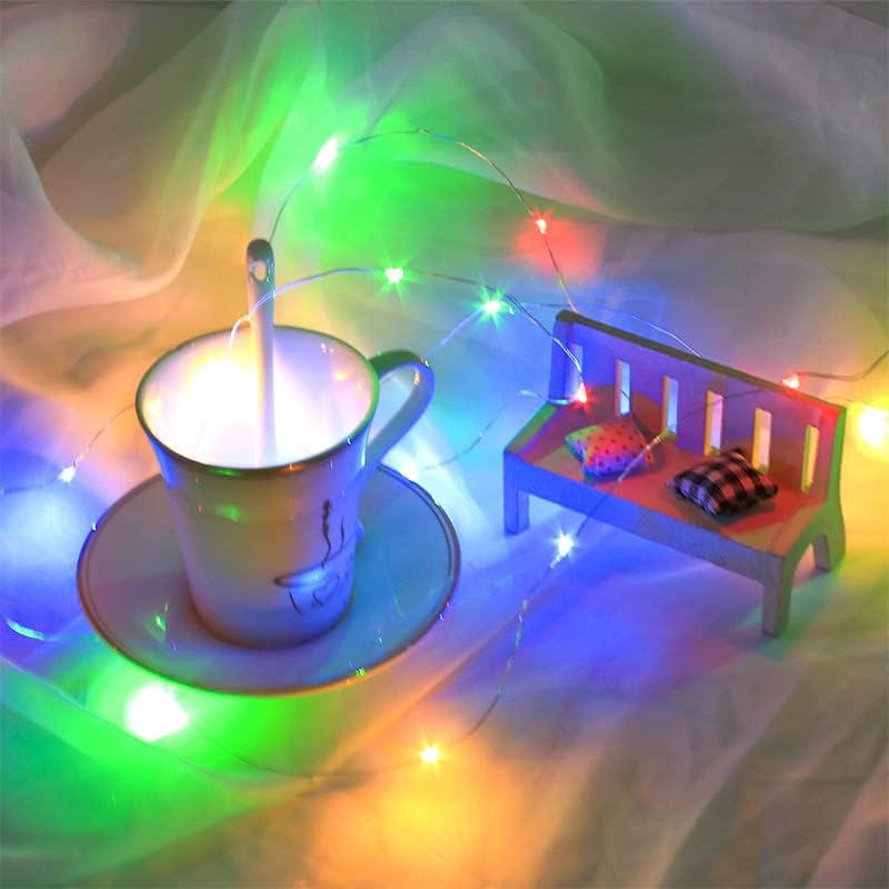 4 x Fairy Lights Battery Operated 8 Lighting Modes,50LEDs,16.4Ft/5 Meters Silver Wire String Lights,Timer Function,and Remote Control.for Christmas,Party,Wedding,Decorative Lighting