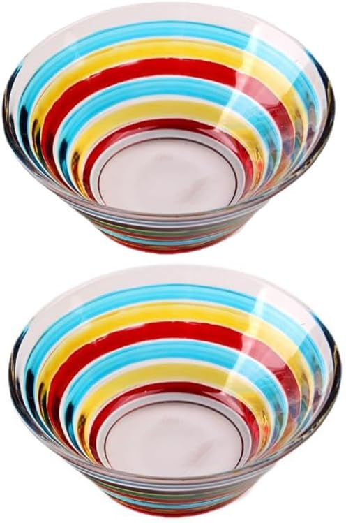 Decorative Bowl Stained Glass Candy Dishes, Set of 2, Hand Painted Colorful Glass Bowl for Snack, Dessert 6.75 oz