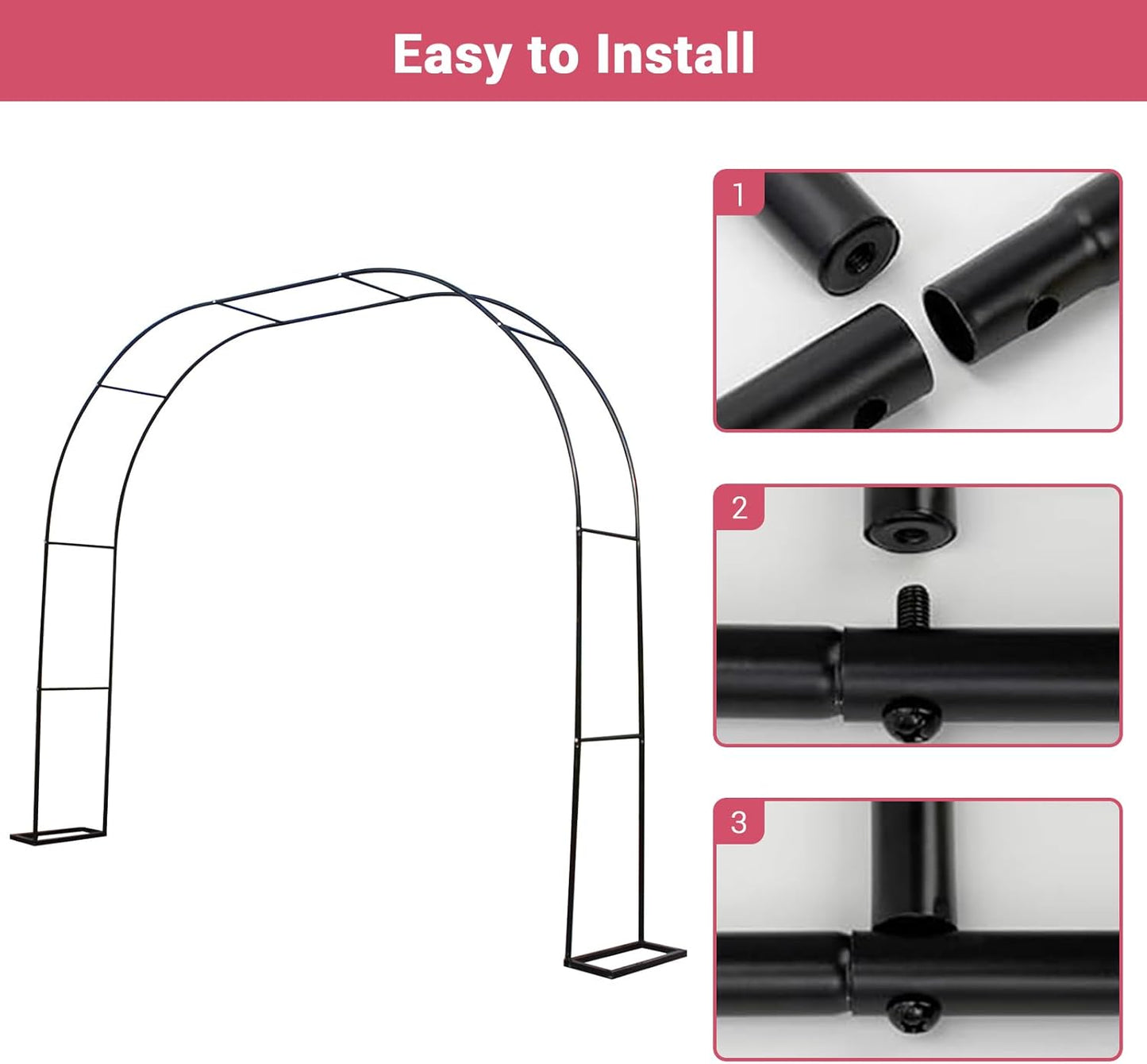Garden Arch Trellis for Climbing Plants, 9.8'x7.2' Outdoor Arch Trellis, Metal Arbor Arches for Indoor Garden Ceremony Baby Shower Party Decoration Black