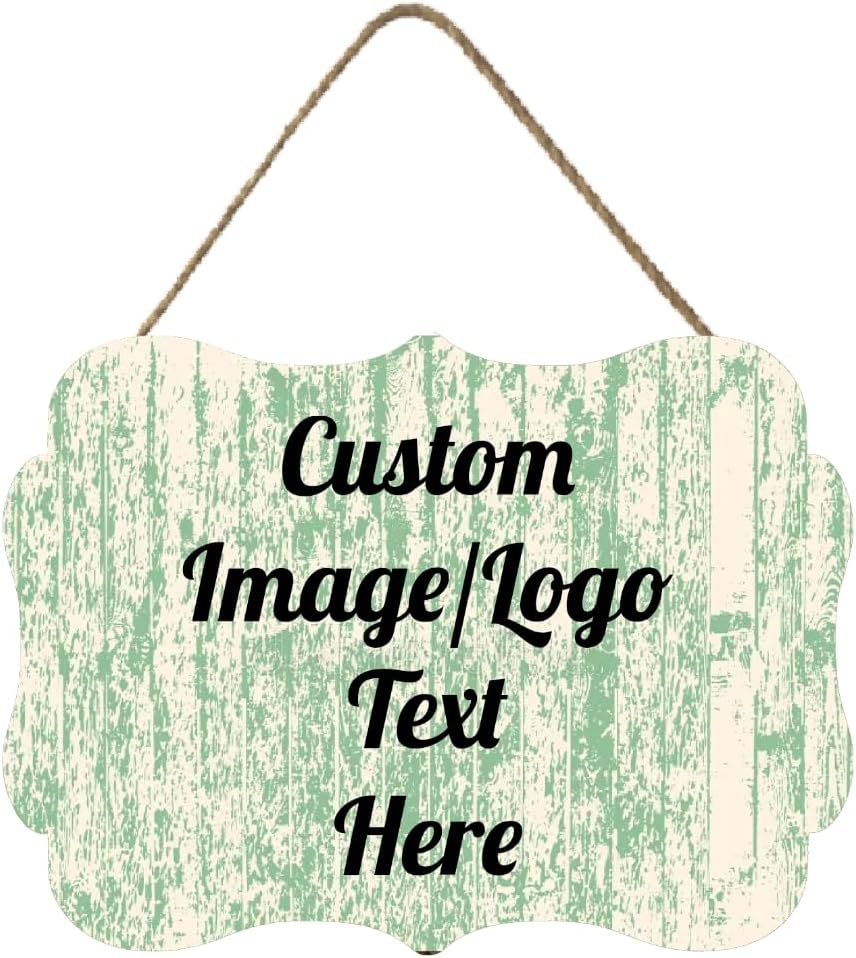 Personalized Wooden Welcome Sign Front Door Decor Personalized Home Sign Door Decorations Customized Image/Text Hanging Door Sign Farmhouse Decorations for Home Office 11.2 * 8 Inch