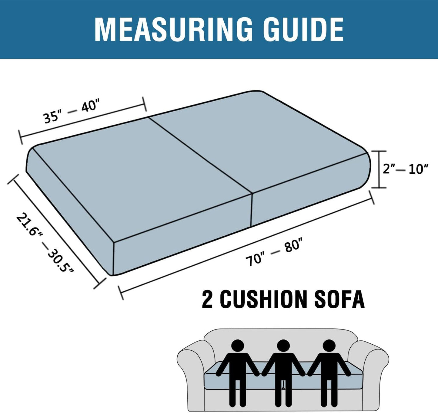 H.VERSAILTEX Super Stretch Individual Seat Cushion Covers Sofa Covers Couch Sets Slipcover Thick Jacquard Textured Twill Fabric (2 Piece Large Sofa Cushion Covers, Sage)