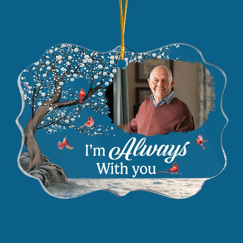 Pawfect House Custom Photo Acrylic Ornament, Personalized Christmas Sympathy Memorial Gift for Loss of Mom, Dad, I'm Wherever You Go, Bereavement Gifts for Loss of Father, Christmas Tree Ornaments