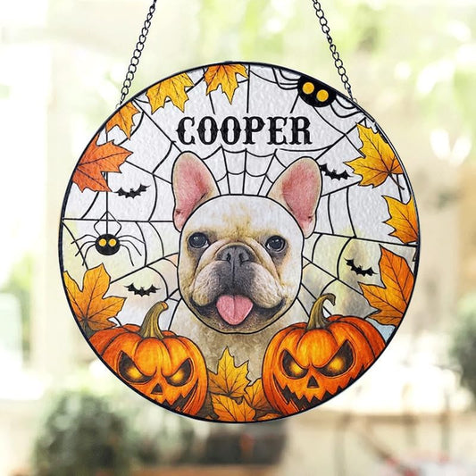 Personalized Halloween Dog Glass Window Hanging Ornament,Custom Pet Photo Ornament, Unique for Dog Lovers,Customized Pet Keepsake for Spooky Season, Fall Holiday Décor /4