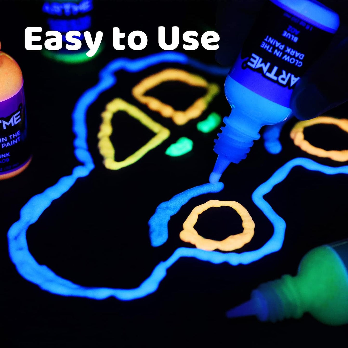 ARTME Glow in The Dark Paint, Glow Paint Set of 12 Bright Colors 30ml/1oz, Long Lasting Glow Fluorescent Perfect for Art Painting, DIY projects, Easter, Halloween, and Christmas Decorations