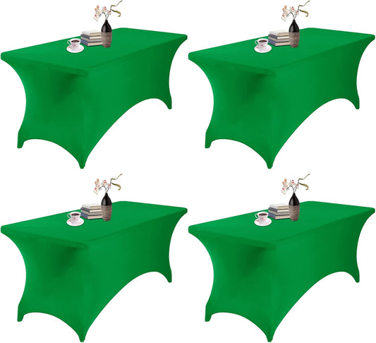 4Pack Spandex Waterproof Table Covers 6ft，Spandex 6ft Waterproof Table Cover for Party,Wedding, Banquet, and Events(Emerald)