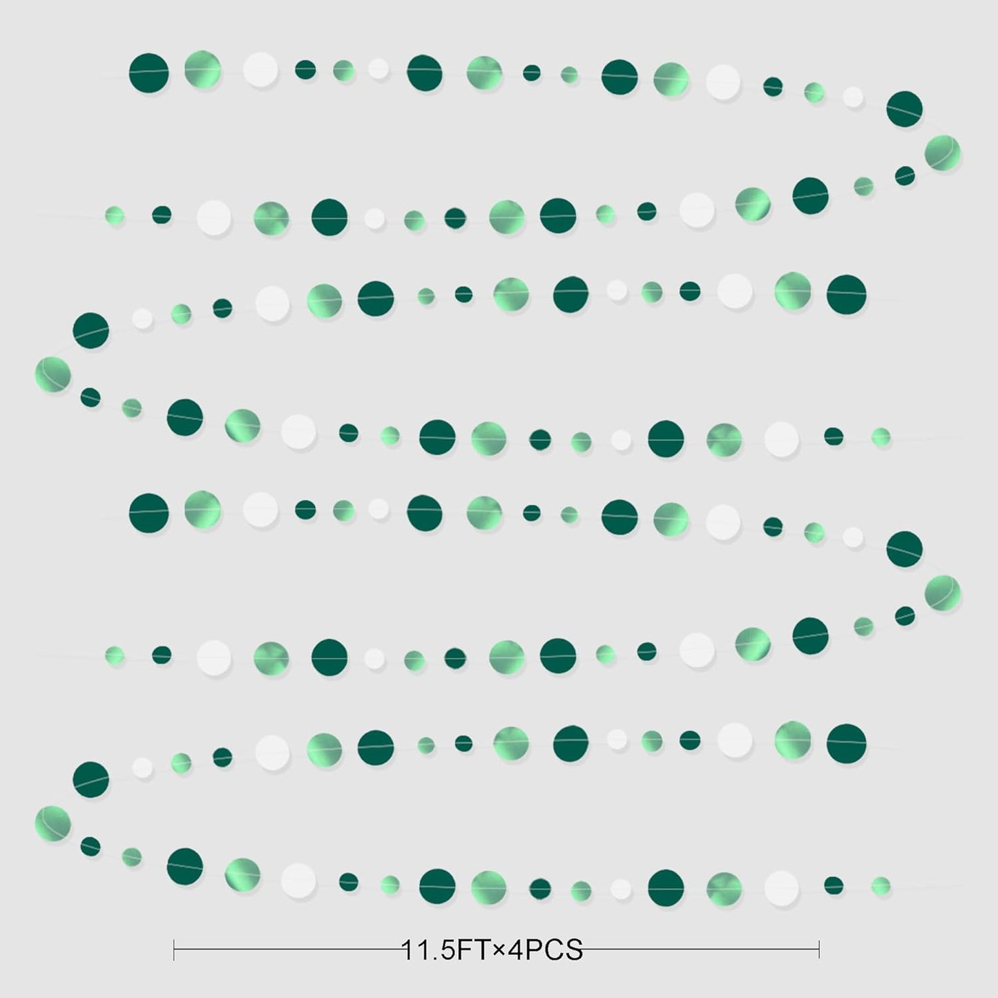 46 Ft Sage Green Party Decorations Metallic Sage Green White Polka Dots Garlands Hanging Paper Circle Dots Streamer for Birthday Baby Shower Engagement Graduation Wedding Party Decorations Supplies