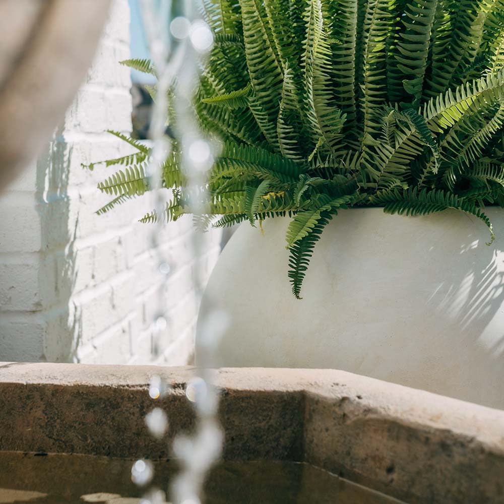 Ash & Ember Onyx 16" D Ceramic Indoor Outdoor Round Sphere Planter, Satin Ivory, Home Decor Evergreen Weather Resistant Modern Planter Pot, Seamless Herb & Seasonal Flower Garden Box