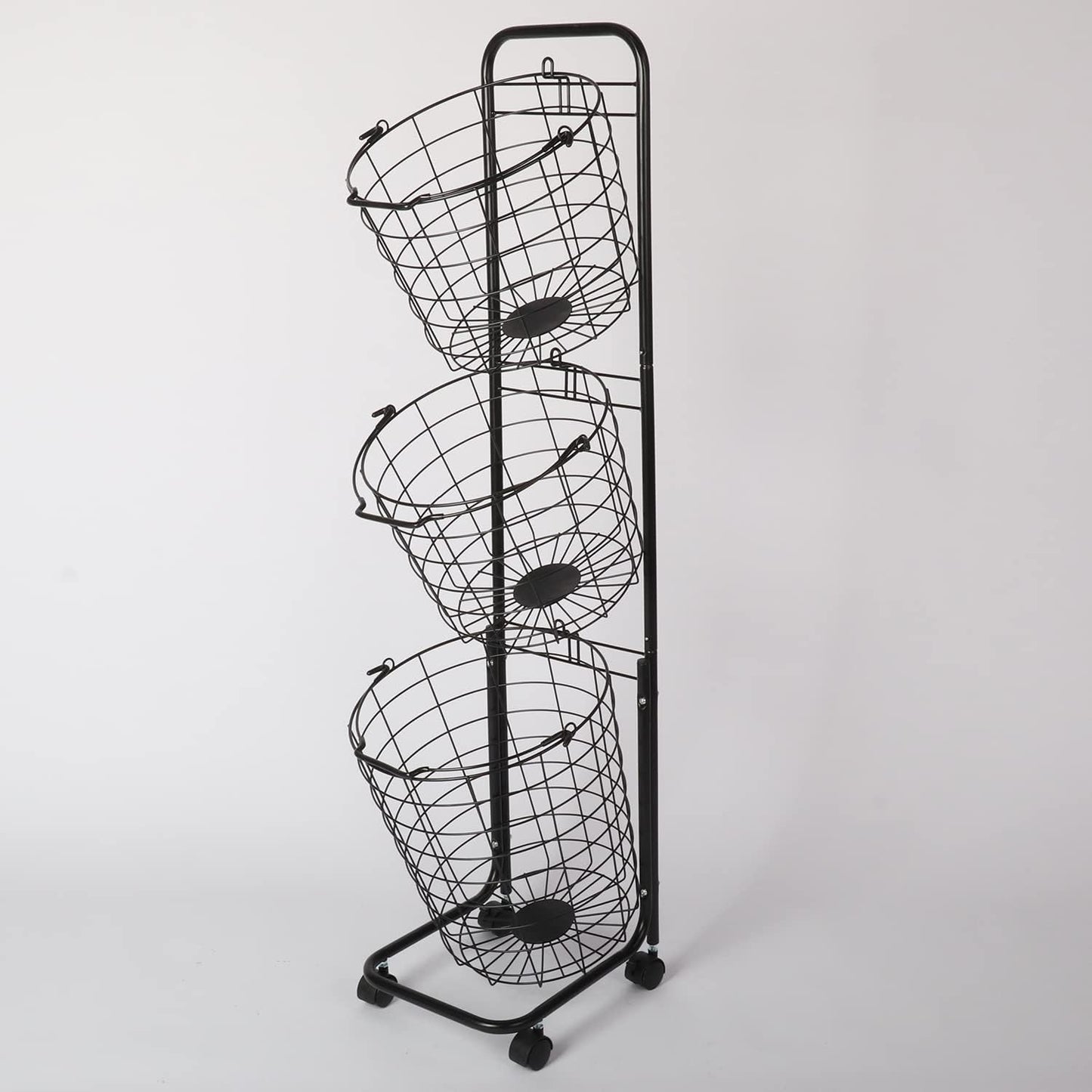 3 Tier Laundry Basket with Rolling Lockable Wheels Wire Metal Sorter Storage Trolley Shelf Basket Durable Metal Sorter Clothes Storage Trolley Shelf with Removable Hamper for Organizing Clothes