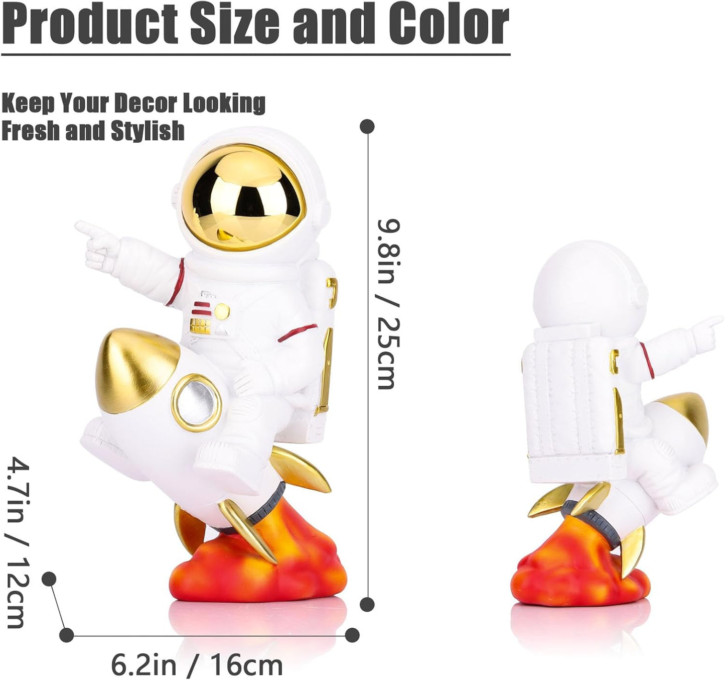 Astronaut Decor,Astronaut Rocket Figurines and Sculptures,Astronaut Figurine Space Themed Bedroom Decor,Desktop Decor,Shelf Decor,Gifts for Space Lovers,the Astronaut Jin Figurines,Space Decor Gifts