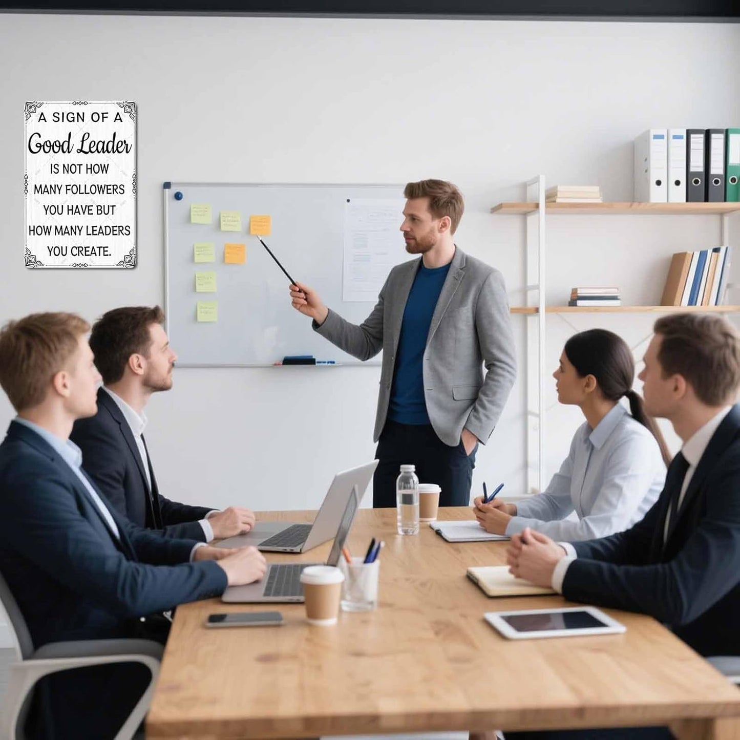 DZQUY Good Leader Metal Sign –12x8 Inches Inspirational Wall Art with Vintage Retro Design, Motivational Office & Home Decor for Living Room, Bedroom