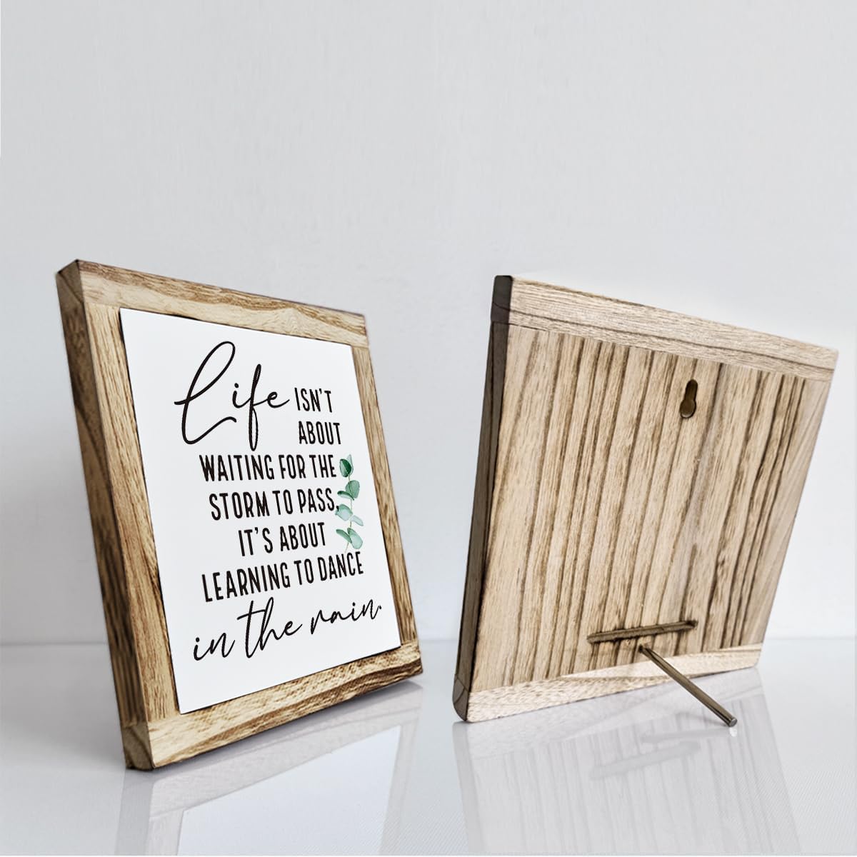 Inspirational Decor Sign, Wooden Plaques Sign Table Decor, Farmhouse Desk Signs, Rustic Home Decorate, Housewarming Decorate, Encouragement Gift, Life isn't About Waiting for the Storm to Pass Signs