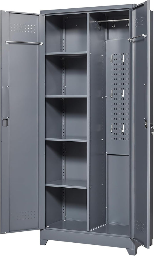 Storage Cabinet,Metal Locking Cabinets with Doors and Shelves,Functional Garage Storage Cabinet for Garage, Home Office,Gray