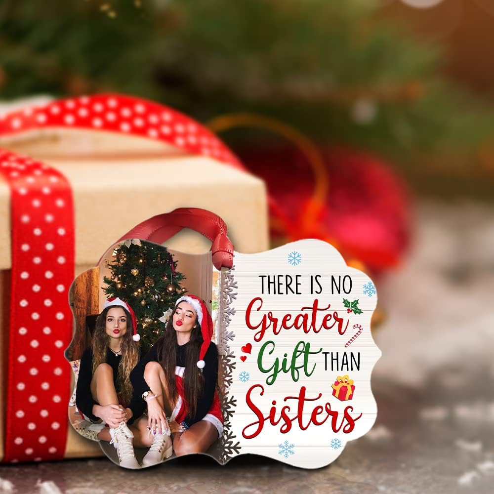 Personalized Sister Ornament Custom Photo Aluminum Keepsake for Xmas Sisters Christmas Tree Decoration