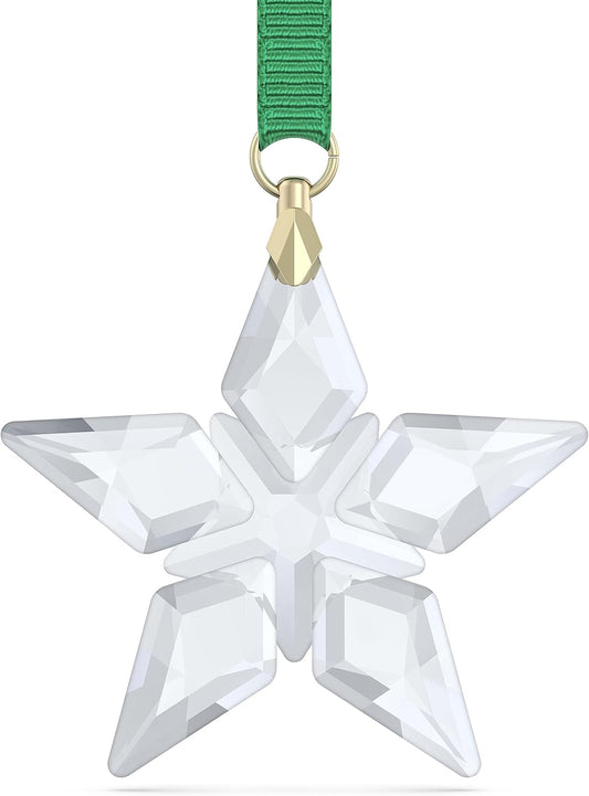 Swarovski Annual Edition 2023 Little Star Ornament with Green Ribbon and Gold-Tone Finished Accents, Part of the Swarovski Annual Edition Collection