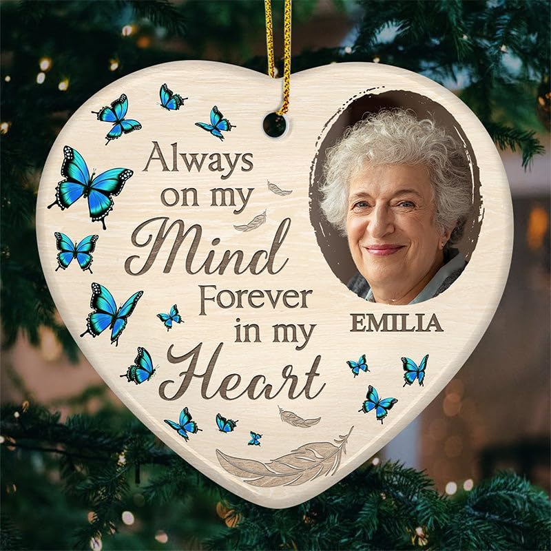 Pawfect House Custom Photo Ceramic Ornament, Personalized Christmas Memorial Sympathy Gifts for Family Members, in Loving Memory, Christmas Memorial Ornaments for Loss of Loved One, Bereavement Gifts