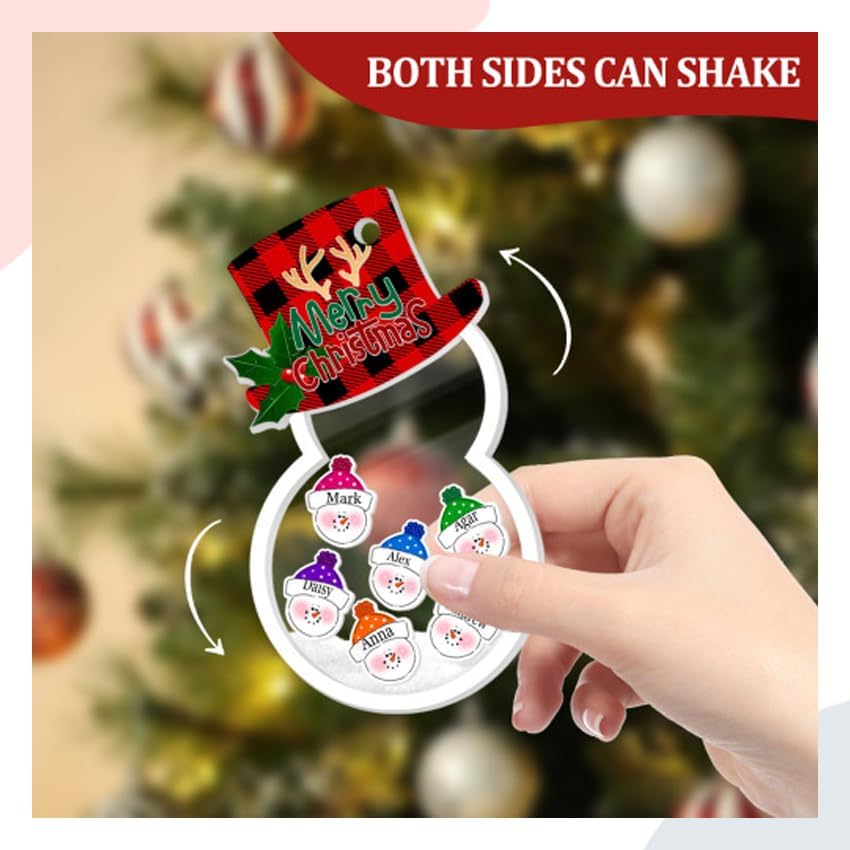 Personalized Christmas Ornaments - Custom Picture & Text Ornaments for Christmas 2024, Baby's 1st Christmas Ornament with Picture for Xmas Tree Custom Gifts for Family, Mom, Dad, Friend (Snowman)