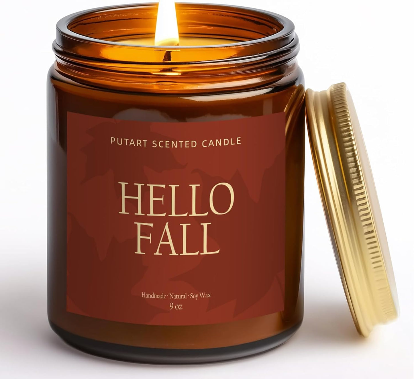 Pumpkin Spice Fall Candles for Home Scented, Natural Soy Wax Aromatherapy Non Toxic Pumpkin Candle with Long Lasting Burn, Halloween Autumn Candle Gifts for House Fragrance Decoration (9oz)