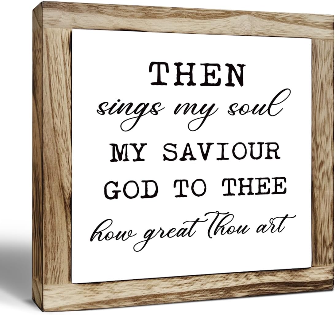 Rustic Wood Sign – ‘Sings My Soul’ Inspirational Wooden Plaque – Small Table or Shelf Decor, Spiritual Desk Sign, Wall Art for Home, Bedroom, Farmhouse Living Room, Motivational Quote, Home Decoration