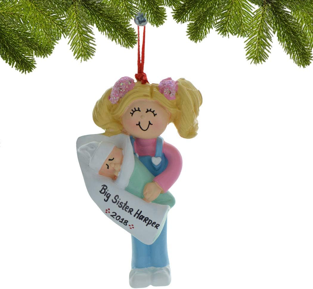 Personalized Sibling Christmas Ornament 2024 - Blonde Sister Ornaments My First Christmas as a Big Sister Family Ornaments New Big Sister Custom Ornament Gifts for Sibling Ornaments for Christmas Tree
