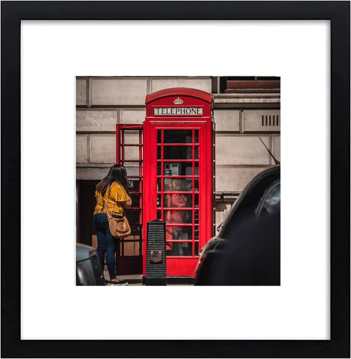 8x8 Picture Frame Set of 6, Display Pictures 5x5 with Mat or 8x8 Without Mat for Wall Mounting or Table Top Display,Black