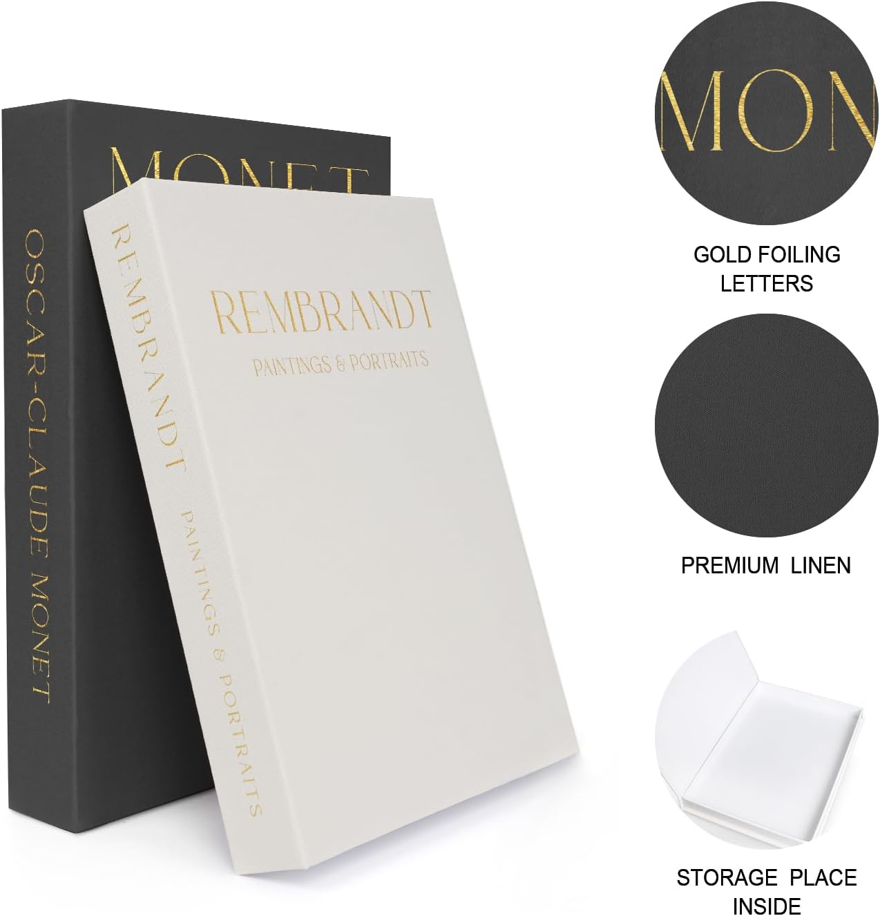 Linen Decorative Books for Home Decor,Set of 2 Aesthetic Faux Decor Book for Decoration,Fake Books for Bookshelf,Keepsake Storage Box (Gray & Beige)