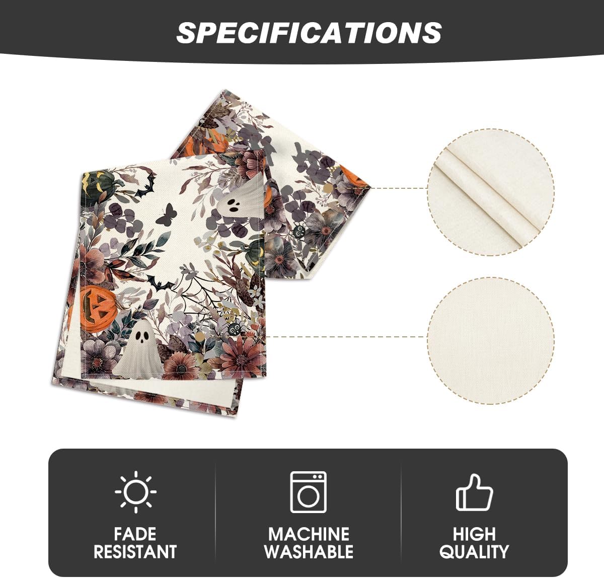 Artoid Mode Jack-O'-Lantern Pumpkin Floral Ghost Halloween Table Runner, Eucalyptus Kitchen Dining Table Decoration for Home Party Decor 13x120 Inch