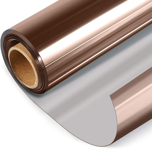 HIDBEA One Way Mirror Window Film, Daytime Privacy Sun Blocking Reflective Window Film Static Cling Heat Control Window Tinting Film for Home and Office, Brown Silver, 35.4 x 78.7 Inch