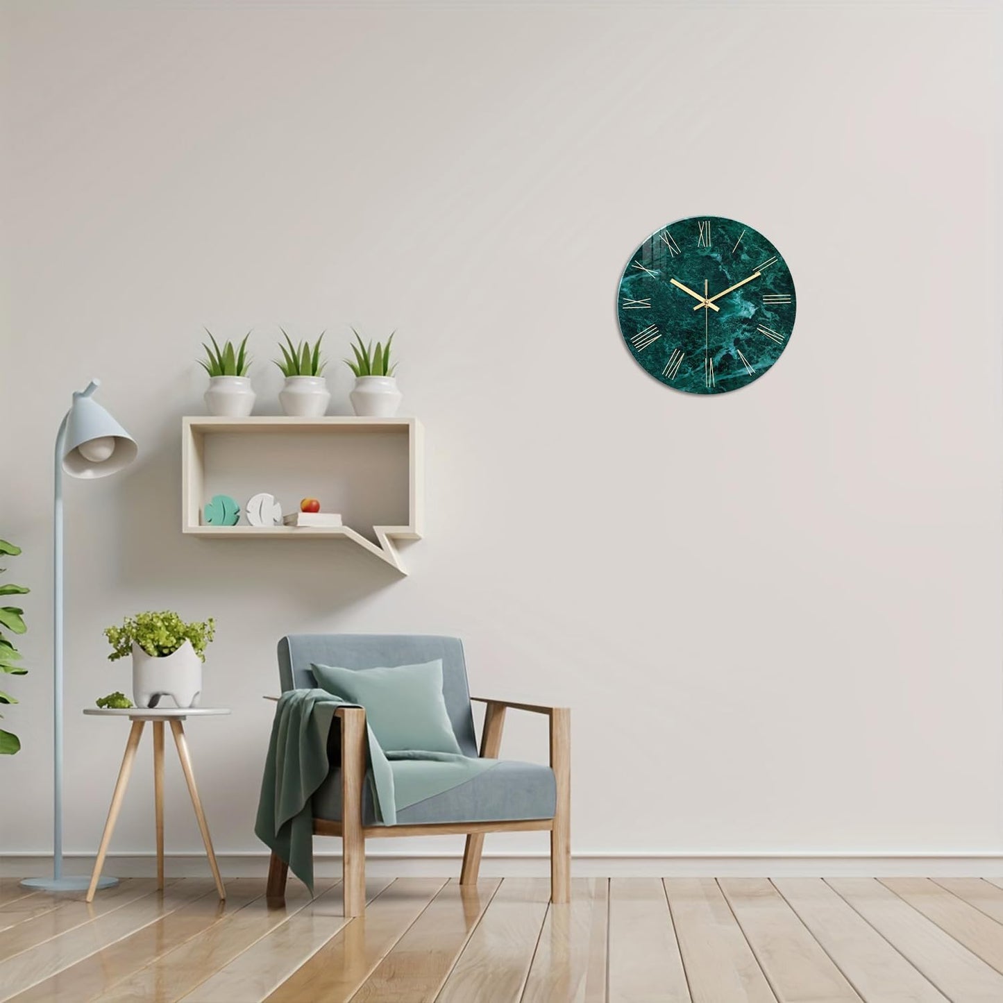 Teal Glass Wall Clock Battery Operated 16 Inch Modern Clock for Living Room Decor Large Wall Clock Silent